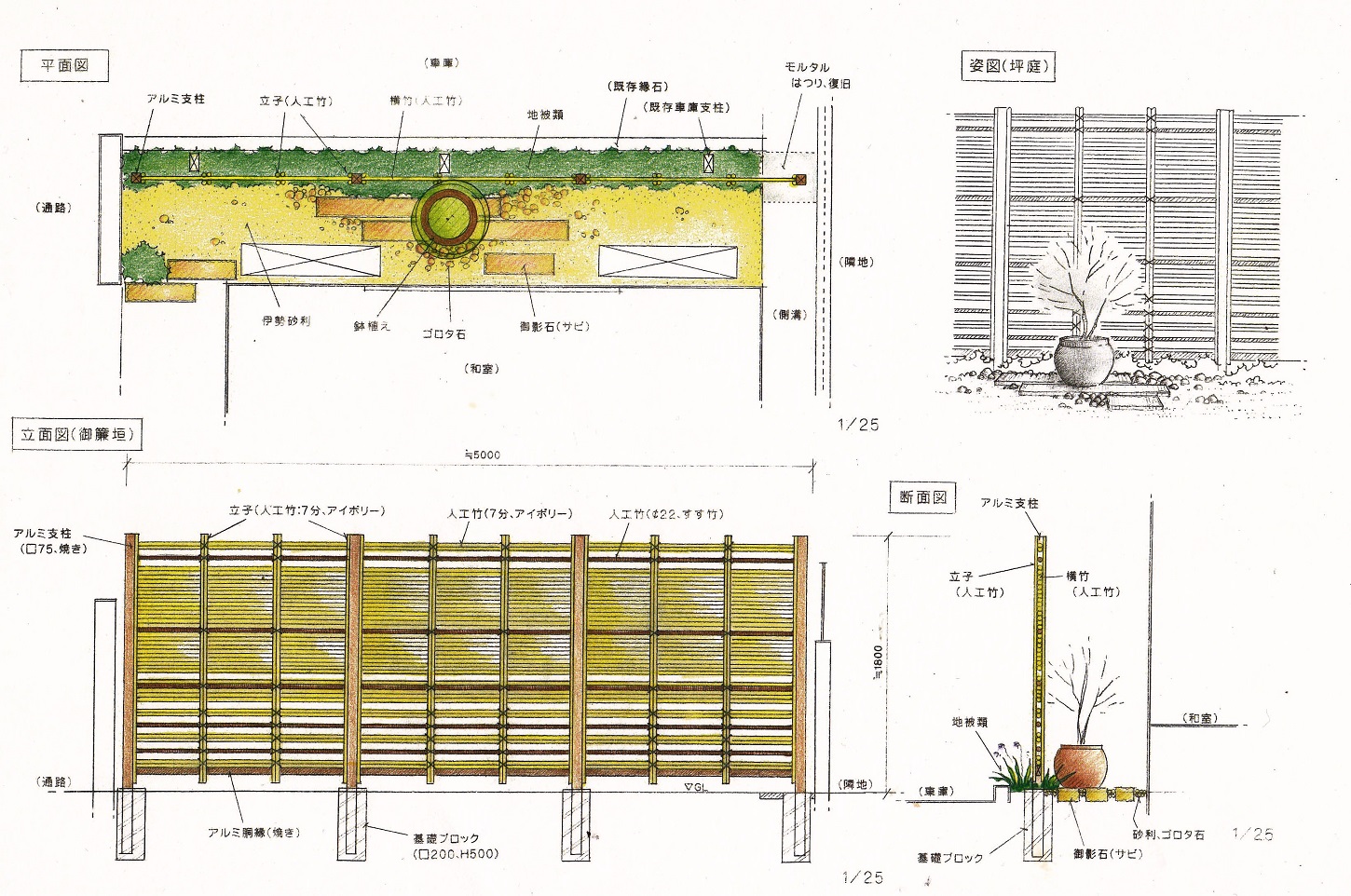 ガーデンデザイン 図面集 小さな庭づくりと木の診断 治療 大阪で庭や庭木に困ったら